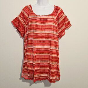 Women's Plus Size 3X Faded Glory On/Off Shoulder BOHO Blouse - Vibrant Colors
